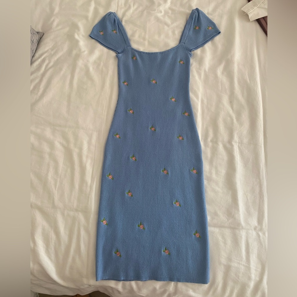LPA baby blue knit dress
